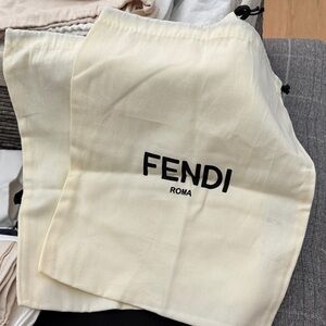 Fendi Beige Dust Bag with Black Logo